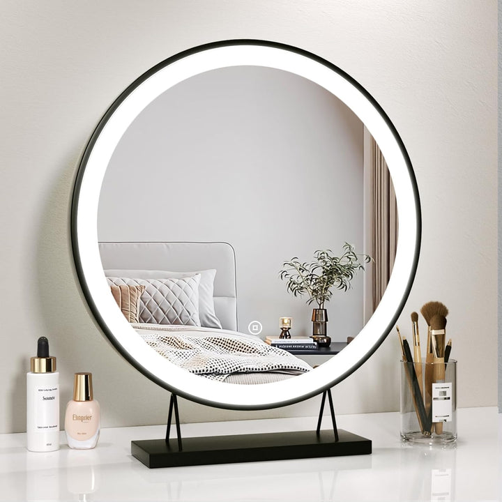 Heilmetz® Schminkspiegel mit Beleuchtung Schminkspiegel Φ48cm LED Tischspiegel Kosmetikspiegel mit B