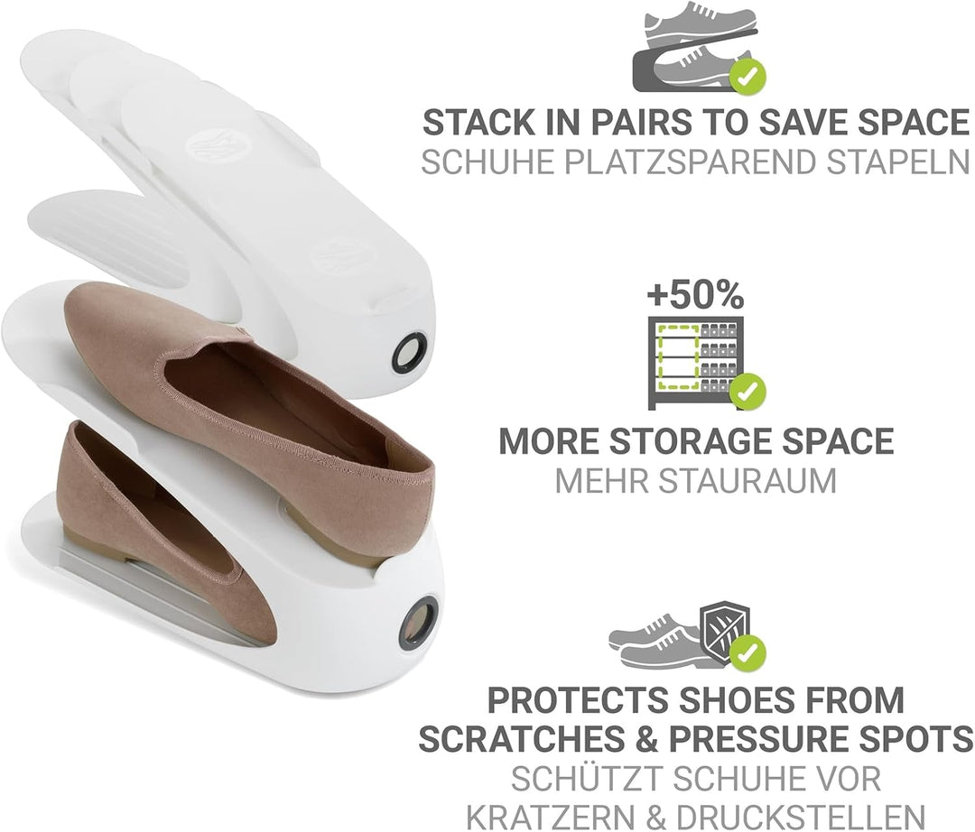 WENKO Schuhhalter Weiss 8er Set mit Griffloch für leichte Handhabung Weiss