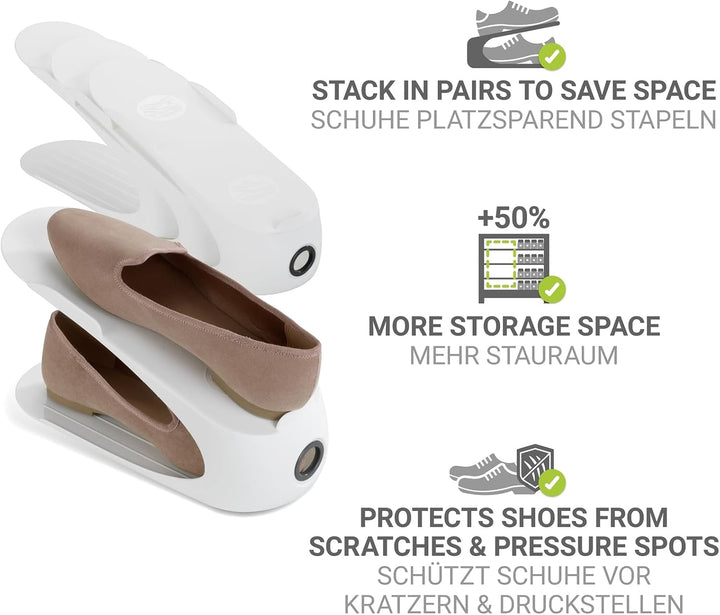 WENKO Schuhhalter Weiss 8er Set mit Griffloch für leichte Handhabung Weiss