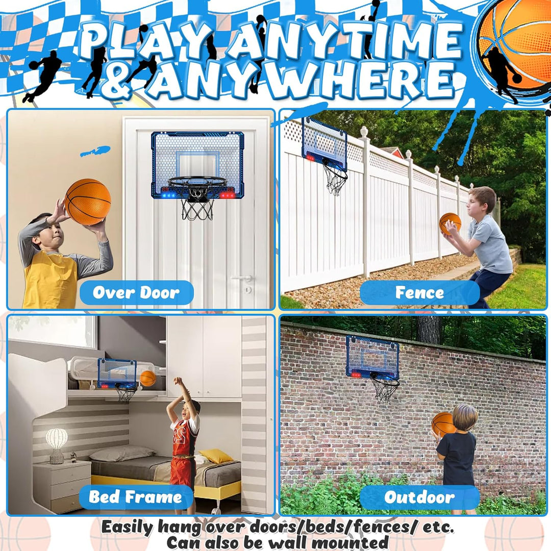 TEUVO Basketballkorb für Kinder und Erwachsene, Strong Indoor Mini Basketballkorb für Tür mit Pumpe,