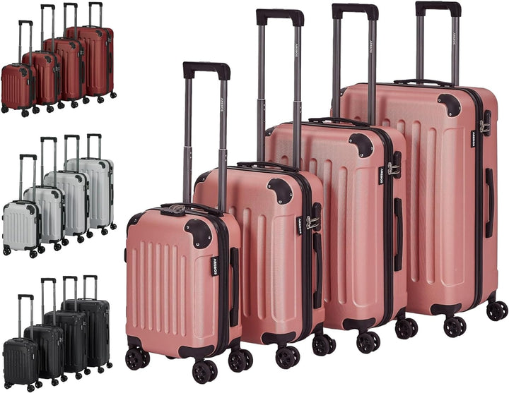 Arebos Reisekoffer 4er Set I ABS-Hartschale I Trolley Kofferset I Teleskopgriff I Inkl. Reissverschl