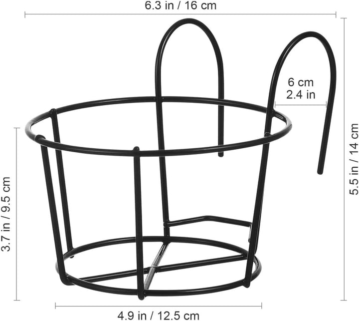 YARNOW 5er Pack Blumentopfhalter Hängend für Balkon Geländer Eisen Pflanzkorb Schwarz Blumenständer