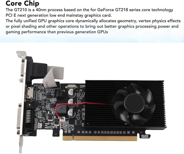 Tonysa Gaming Grafikkarte PCI Express2.0, 1 GB 64 Bit DDR3 Grafikkarte, mit HD Multimedia Schnittste