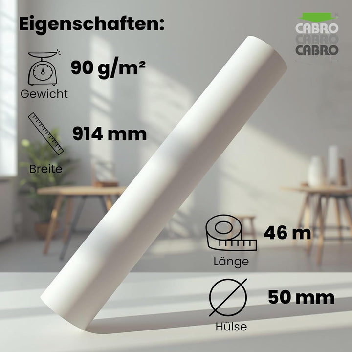 CABRO 55914-46 beschichtetes Plotterpapier für Höchste Ansprüche 6 Rollen, 914mm x 46m