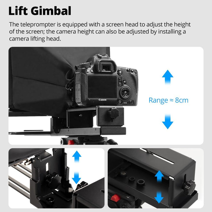 Ambitful T14Pro Teleprompter für Kamera, iPad, Android-Tablet, Smartphone, App-Steuerung/keine Monta