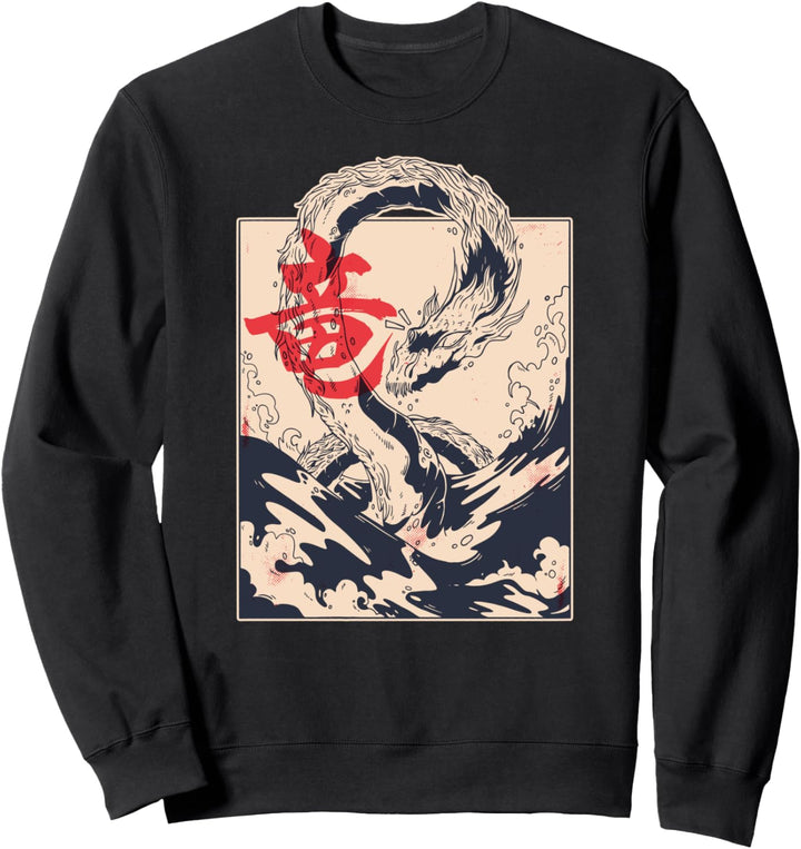 Drache chinesischer asiatischer Seedrache Vintage-Kunst Geschenk Sweatshirt