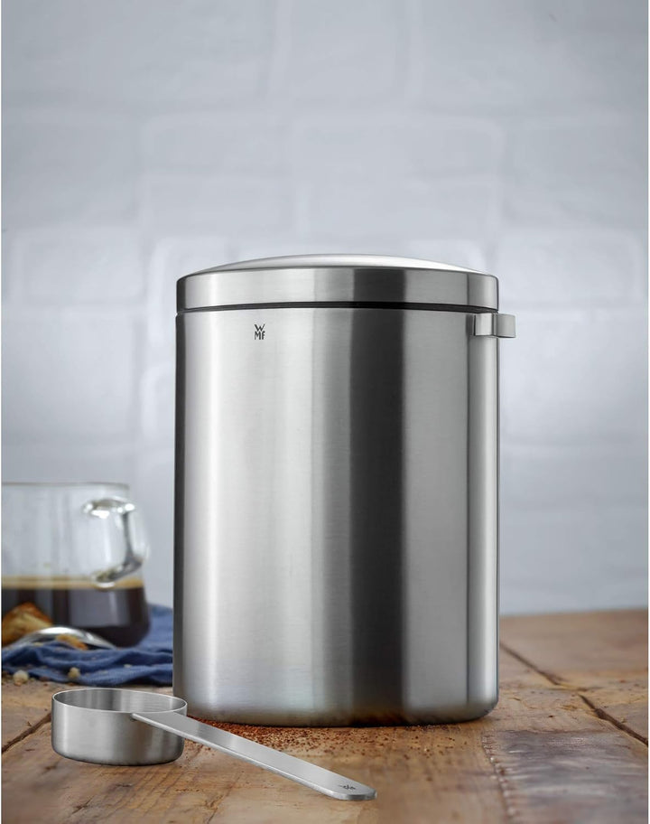 WMF Kaffeedose mit Kaffeelöffel Kult Cromargan Edelstahl rostfrei mattiert 500g & Streuer-Set 4-teil