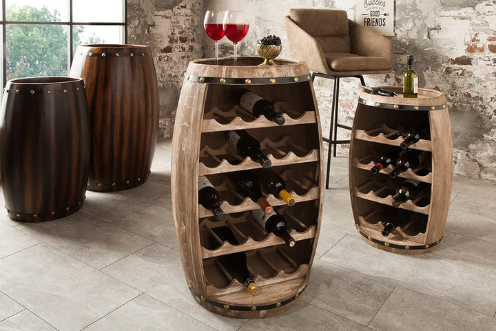 riess-ambiente.de Authentisches Weinregal Bodega 80cm Natur Weinfass Shabby Pinie
