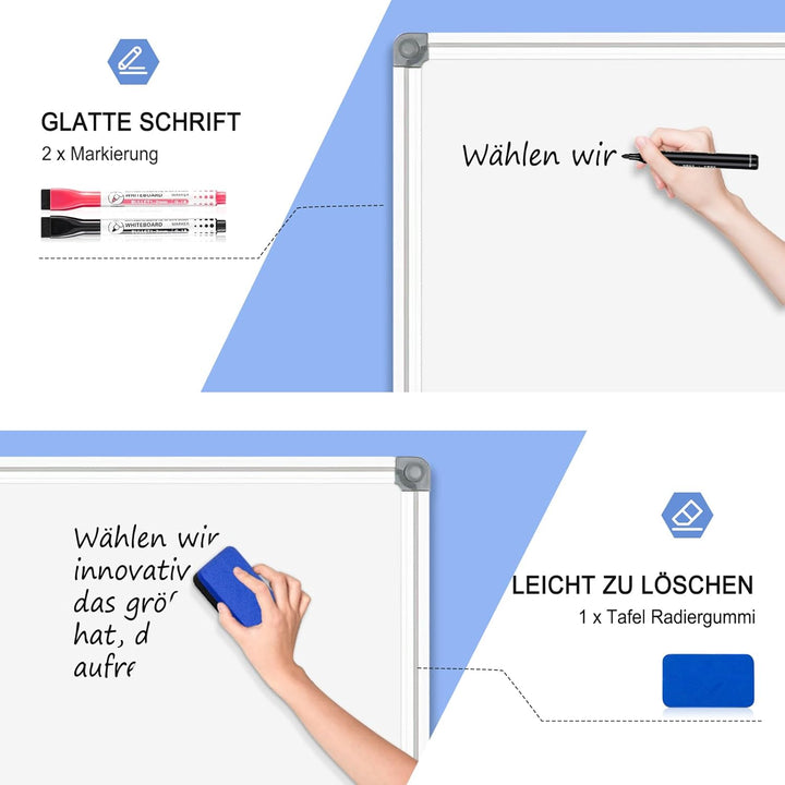 DOLLAR BOSS Magnetisches Whiteboard, 30X40CM Magnettafel Magnetpinnwand mit 2 Whiteboard Stifte, 8 M