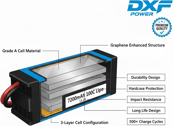 DXF 3S Lipo Akku 6750mAh 11,1V 100C 3S Hard Case mit T-Anschluss für FPV Racing Drohnen Hubschrauber
