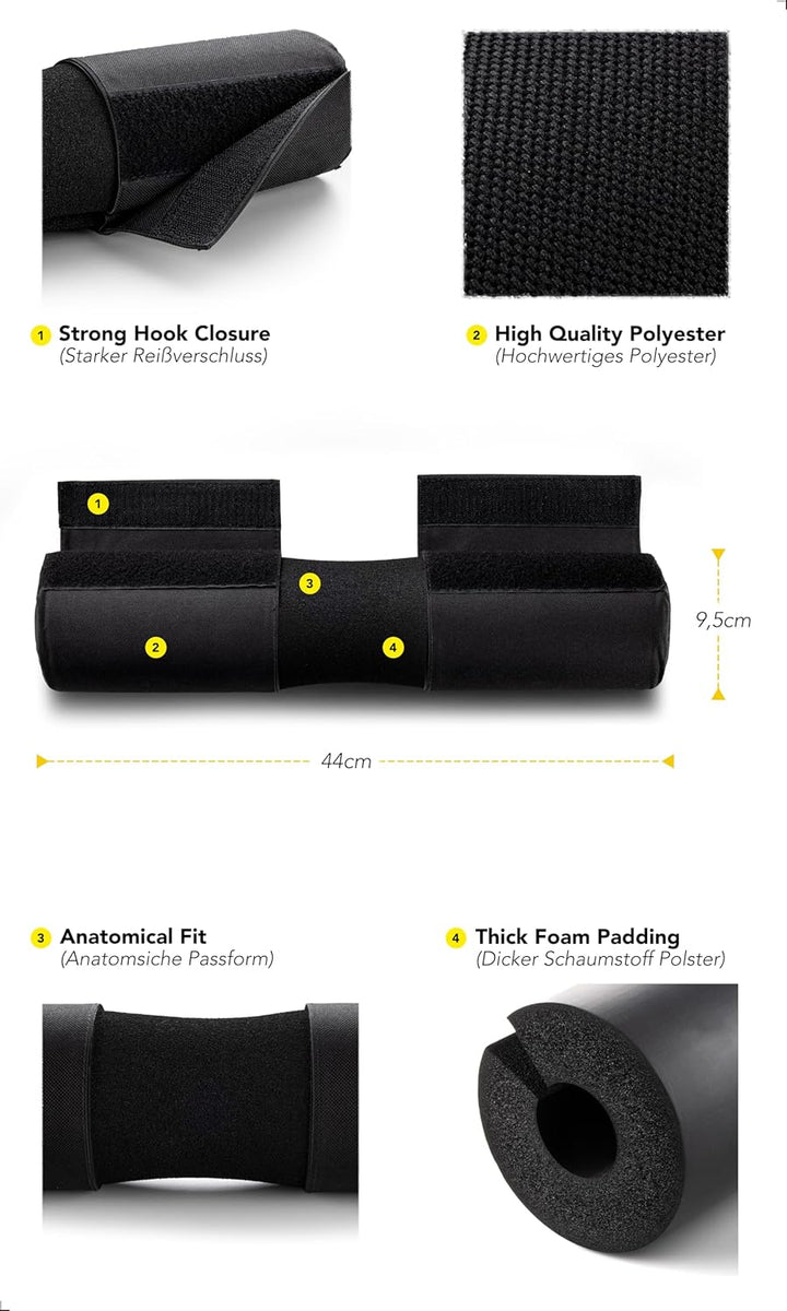Fitgriff® Langhantel Polster, Hip Thrust Pad mit Klettverschluss - Hantel Nackenpolster - Polsterung
