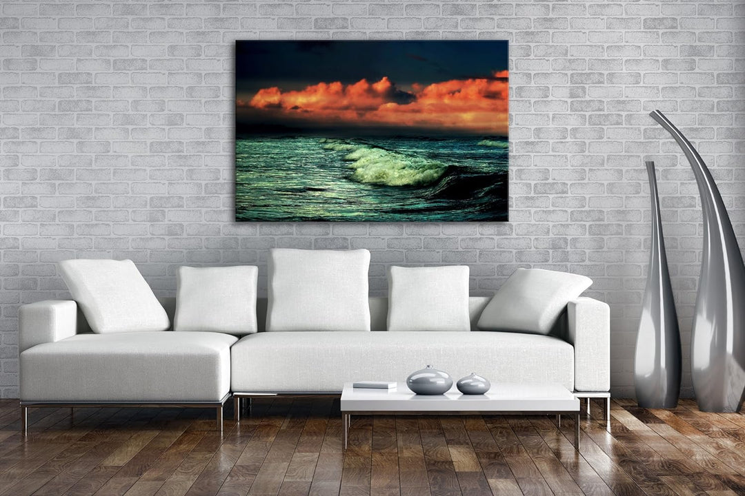 deyoli bezaubernde Küste bei Abenddämmerung Format: 80x60 als Leinwand, Motiv fertig gerahmt auf Ech