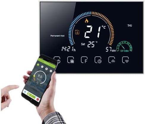 T-Storm TS-B08KS7RKYW Smart Wi-Fi Heizung-sauberer Kontakt thermostat, Schwarz