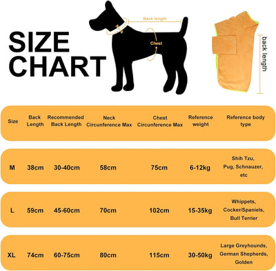 Donfri Hundebademantel aus Mikrofaser Hundehandtuch für grosse Hundedusche Zubehör Bademantel Hund M