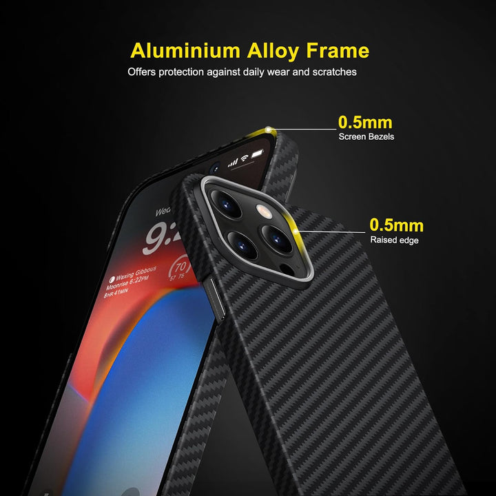 memumi Magnetische Carbon Hülle für iPhone 15 Pro Max, [Kompatibel mit Mag-Safe] 100% Aramidfaser Hü