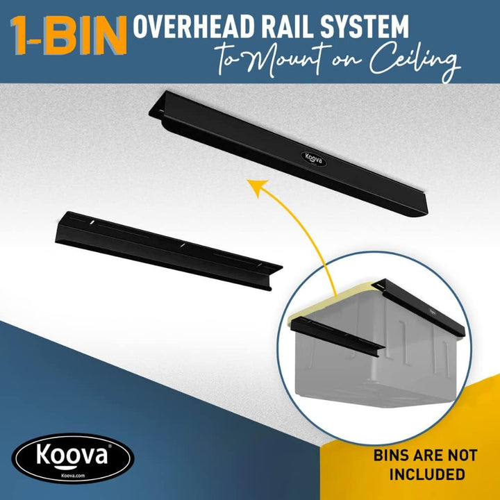 Koova Overhead-Garagen-Lagerregale für Abfalleimer, Rahmenschienen mit Hardware, robuste Stahl-Decke