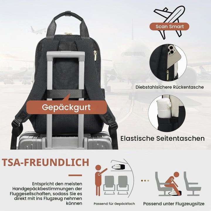 LOVEVOOK Rucksack Damen Gross, 17 Zoll Laptop Schulrucksack Teenager mit Laptopfach, Wasserdicht Rei