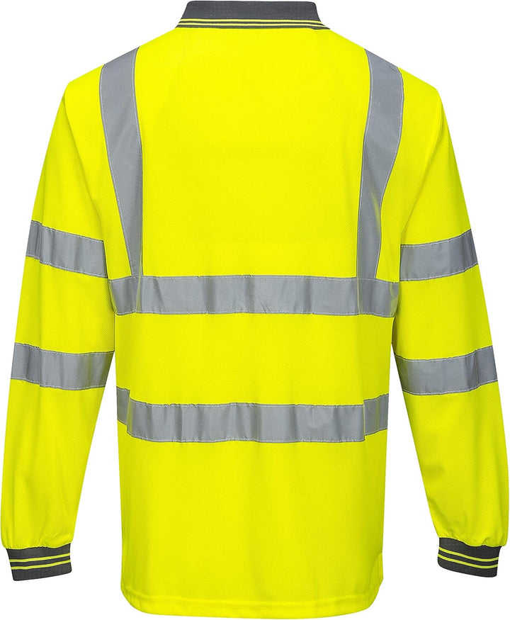 Portwest Langarm Warnschutz Polo Shirt, Grösse: XXXL, Farbe: Gelb, S277YERXXXL 3XL Gelb, 3XL Gelb