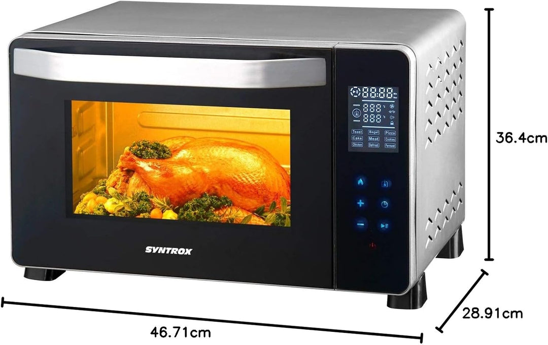 Syntrox Germany 25 Liter Digitaler Edelstahl Mini Stand Backofen mit Umluft und Drehspiess Miniofen