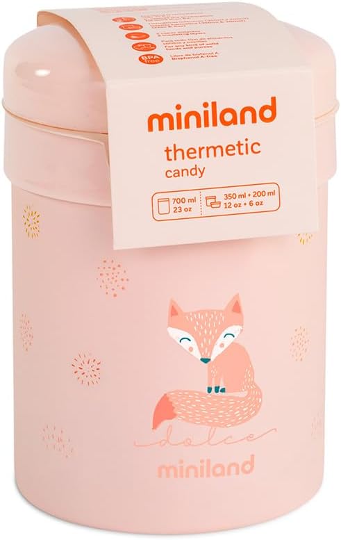 Miniland Thermetic Dolce Candy Isolierbehälter, 700 ml, doppelte Stahl-Isolierschicht mit zwei Innen