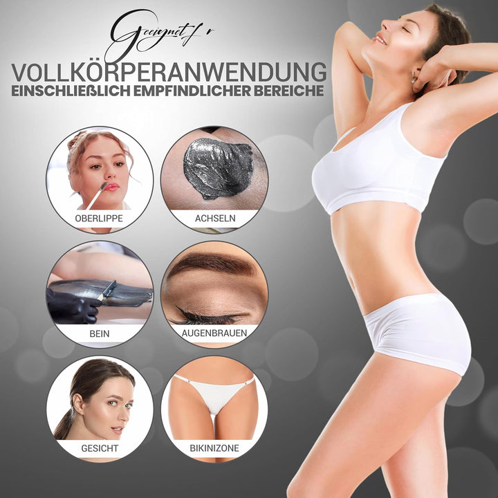 Dermawax Black 500g Wachsperlen – Starkes Heisswachs für Männer & Frauen – Entfernt Brust-, Rücken-,