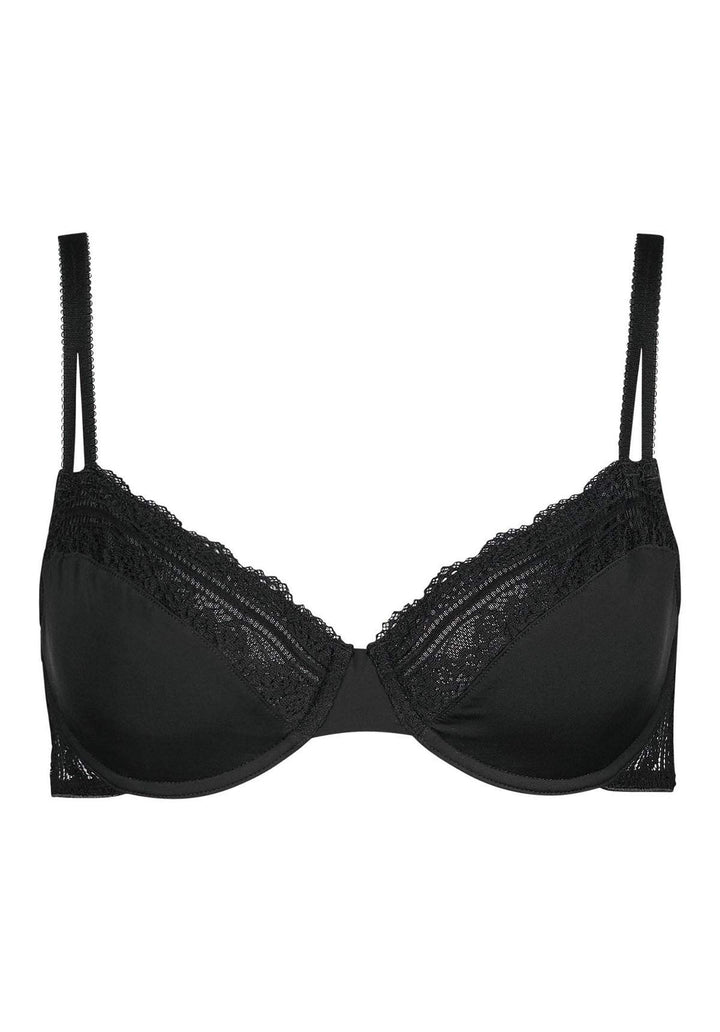 HUBER Damen Micro Lace Bügel-BH 75D Schwarz, 75D Schwarz