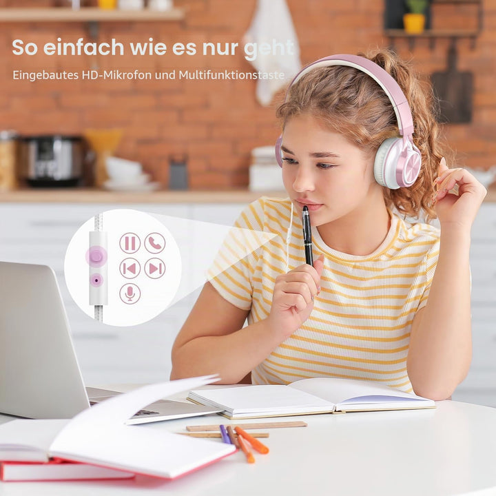 AILIHEN MS300 Kopfhörer mit Kabel und Mikrofon für Chromebook, Laptop, Computer, Smartphone, 3,5 mm,