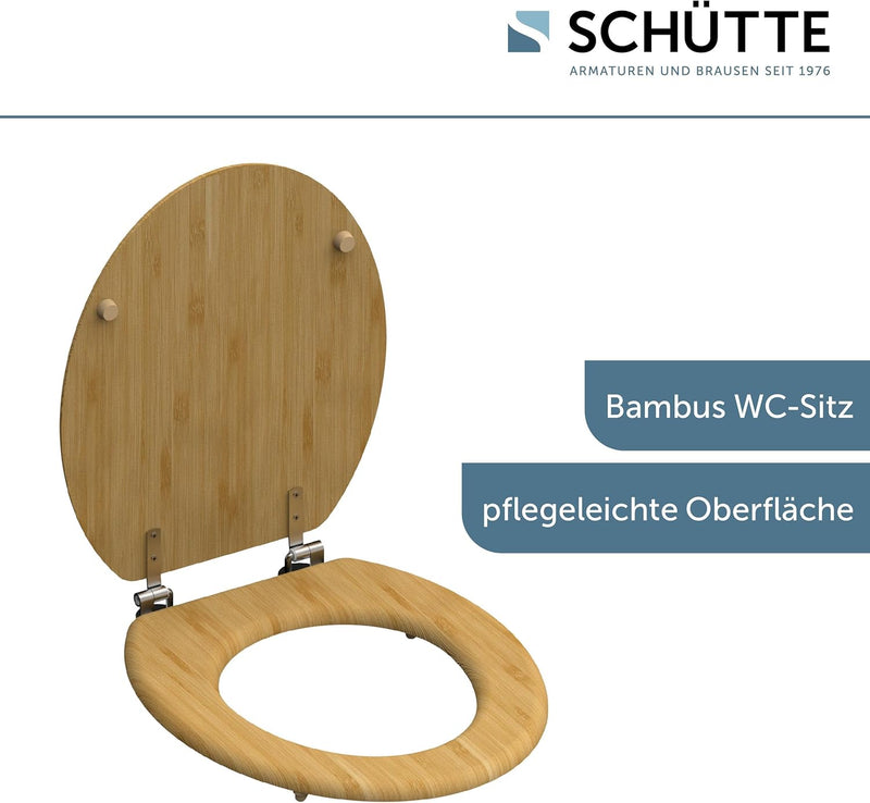 SCHÜTTE WC-Sitz BAMBOO, massiver Bambus Toilettendeckel, nachhaltiger Klodeckel aus Holz, Klositz au