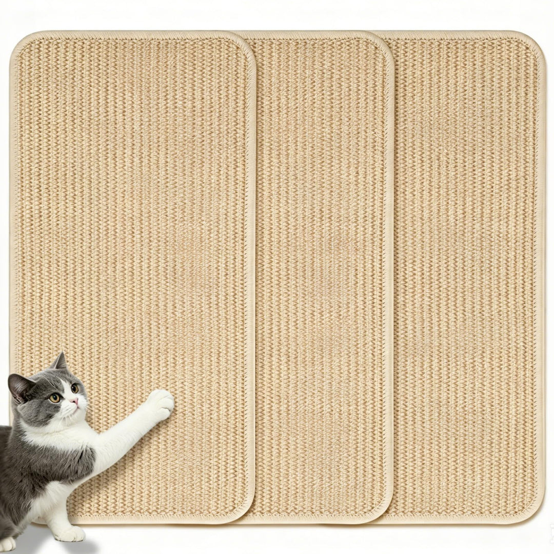 3 Stück Kratzmatte Katze, Kratzbretter Katze Sisal, 50x25cm mit Katzen Spielzeug, Katzen Kratzbrett,