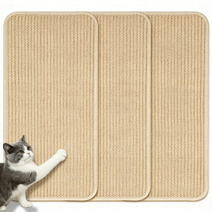 3 Stück Kratzmatte Katze, Kratzbretter Katze Sisal, 50x25cm mit Katzen Spielzeug, Katzen Kratzbrett,
