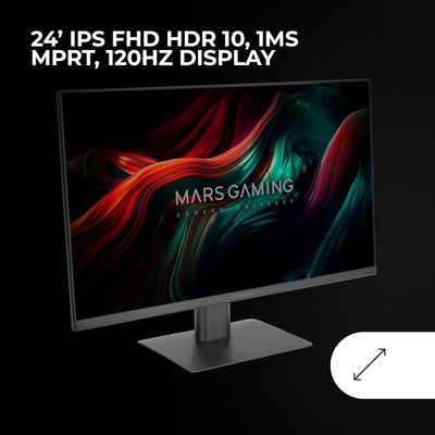 MARSGAMING MV-24, Monitor 24“ IPS FHD 120Hz, HDR10 1ms, FreeSync und G-SYNC, PC-Monitor Integrierten