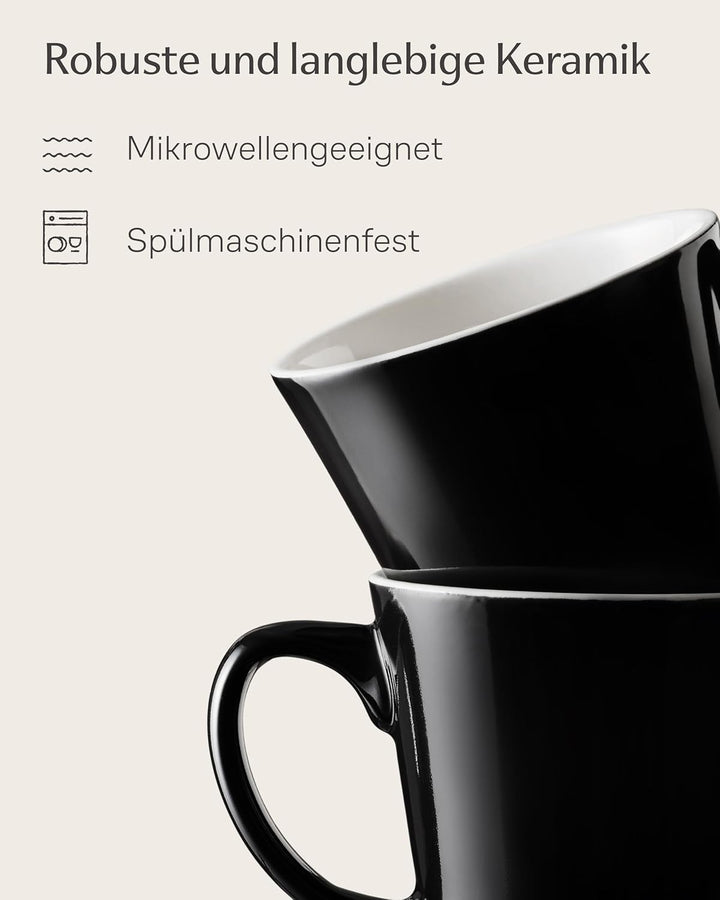 Cosumy Espressotassen Set 6er Schwarz mit Untertassen - Keramik - Hält Lange Warm - Mokkatassen Stap