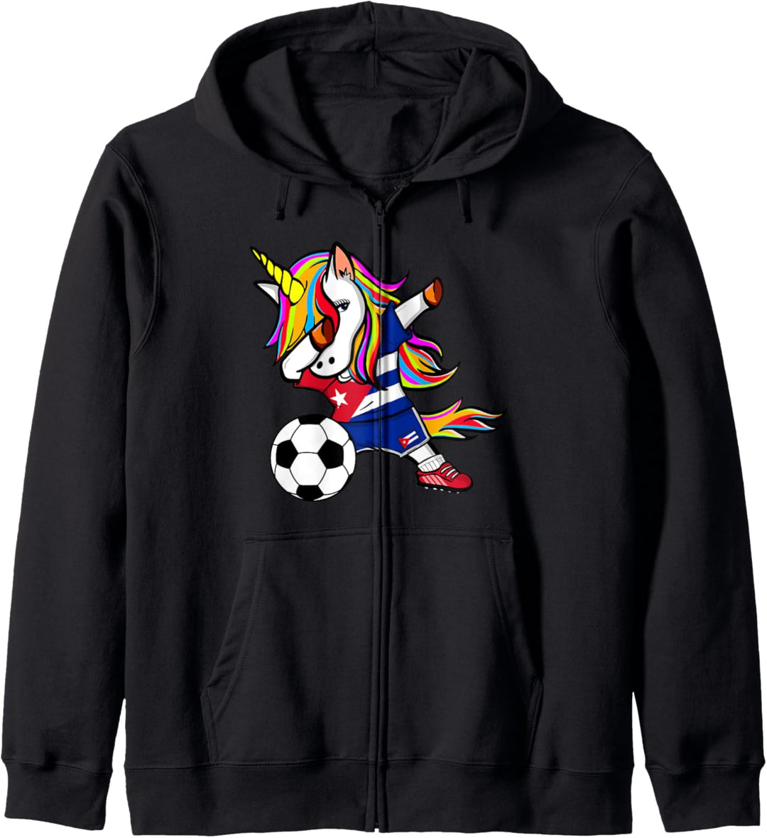 Dabbing Einhorn Unicorn Kuba Fussball - Kubanische Flagge Kapuzenjacke