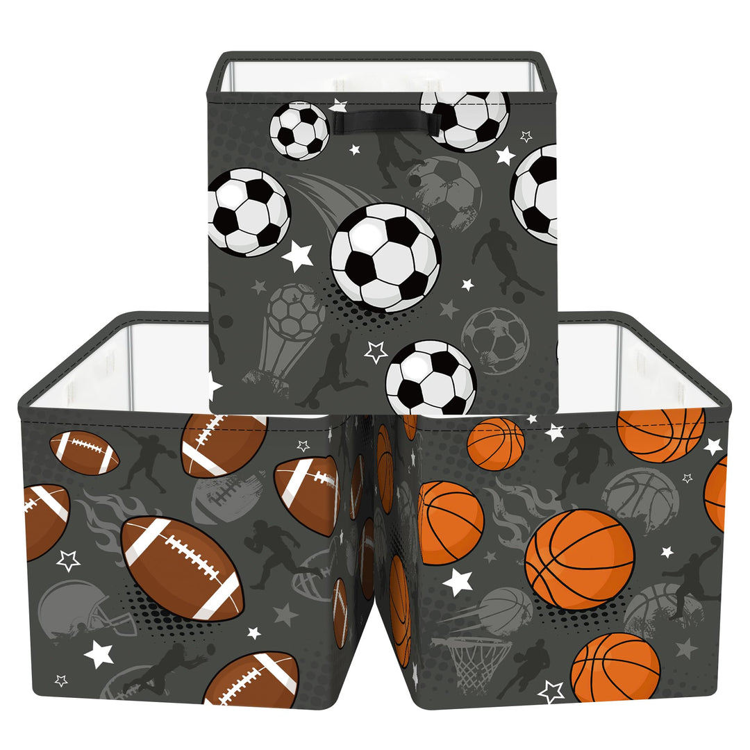 30cm Aufbewahrungskorb 3 Stück Aufbewahrungsbox Spielzeug | Stoff Faltbar mit Metallgestell Bodenpla