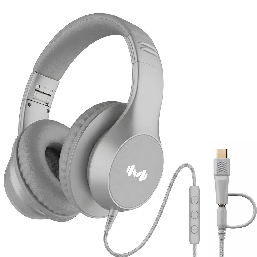 Kabelgebundene Over-Ear-Kopfhörer mit USB-C-Adapter und 3,5-mm-Klinke, Mikrofon, In-Line-Steuerung,