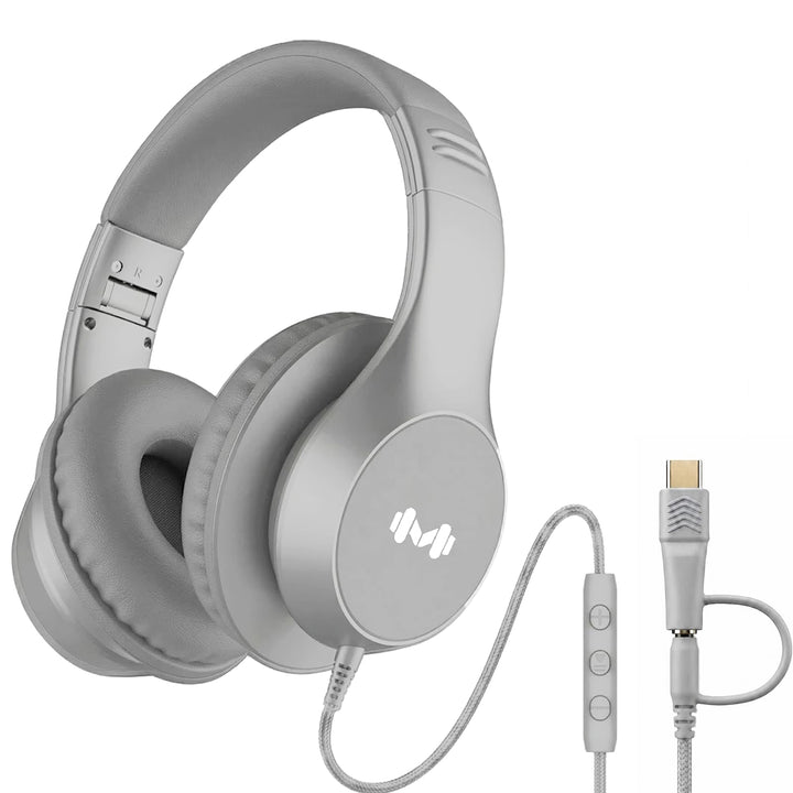 Kabelgebundene Over-Ear-Kopfhörer mit USB-C-Adapter und 3,5-mm-Klinke, Mikrofon, In-Line-Steuerung,