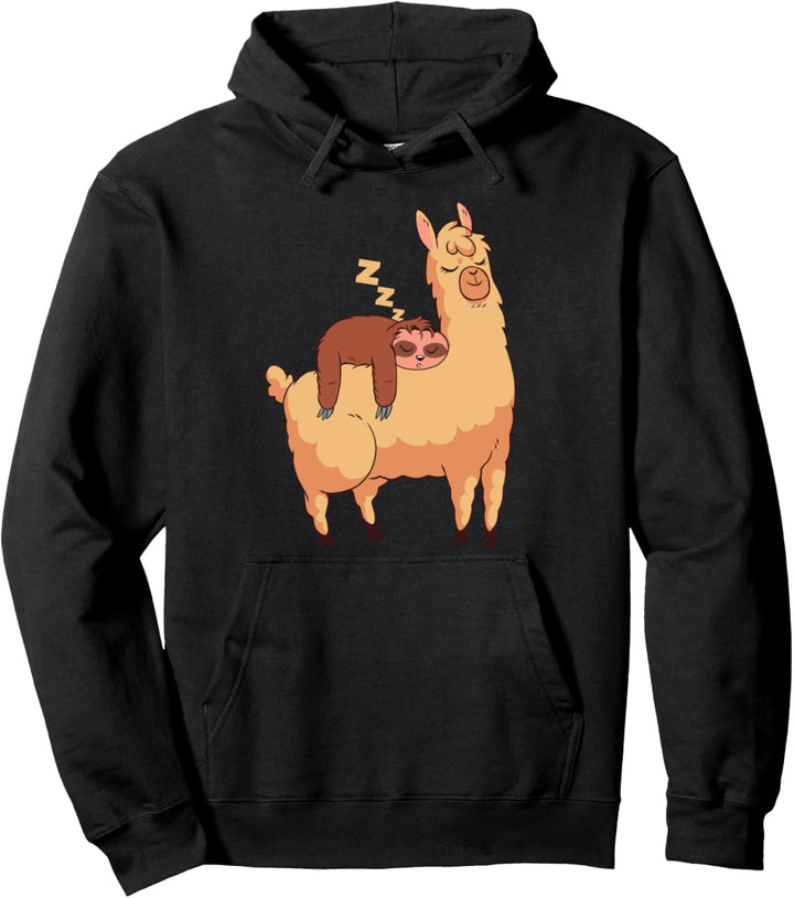 Faultier schläft auf Lama niedliche Cartoon-Kunst Pullover Hoodie
