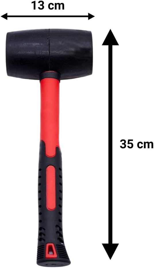 Toolzone Gummihammer, 907 g, Rot und Schwarz, Fiberglasgriff