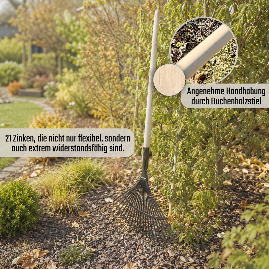 Made for SHW Laubbesen verzinkt, 47 cm breit und 140 cm Buchenholzstiel | Für Rasen &amp; Garten | Laub