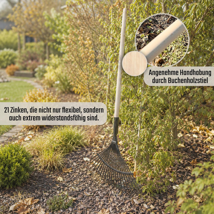 Made for SHW Laubbesen verzinkt, 47 cm breit und 140 cm Buchenholzstiel | Für Rasen &amp; Garten | Laub