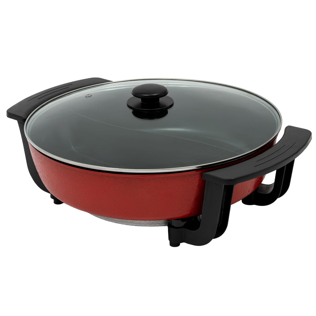 220V Elektrischer Hot Pot Chinesischer Hot Pot 6L 1360W Hotpot Topf mit Glasdeckel und Antihaftbesch