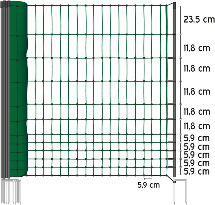 Kerbl 292219 Geflügelnetz 25 m, 112 cm Doppelspitze, ohne Strom, grün, 25 m