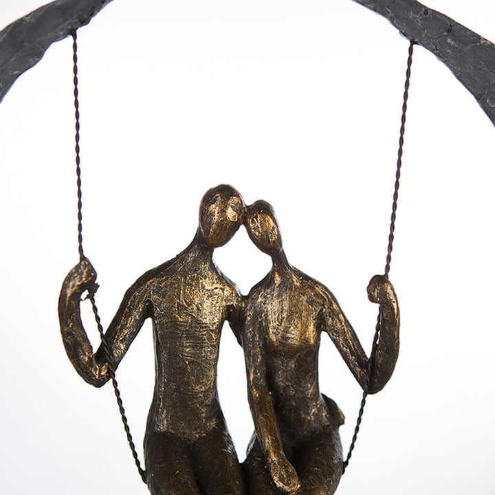 Casablanca Deko Skulptur Figur - Swing Poly/Metall - bronzefarben - Höhe 30 cm Höhe 30 cm Bronzefarb