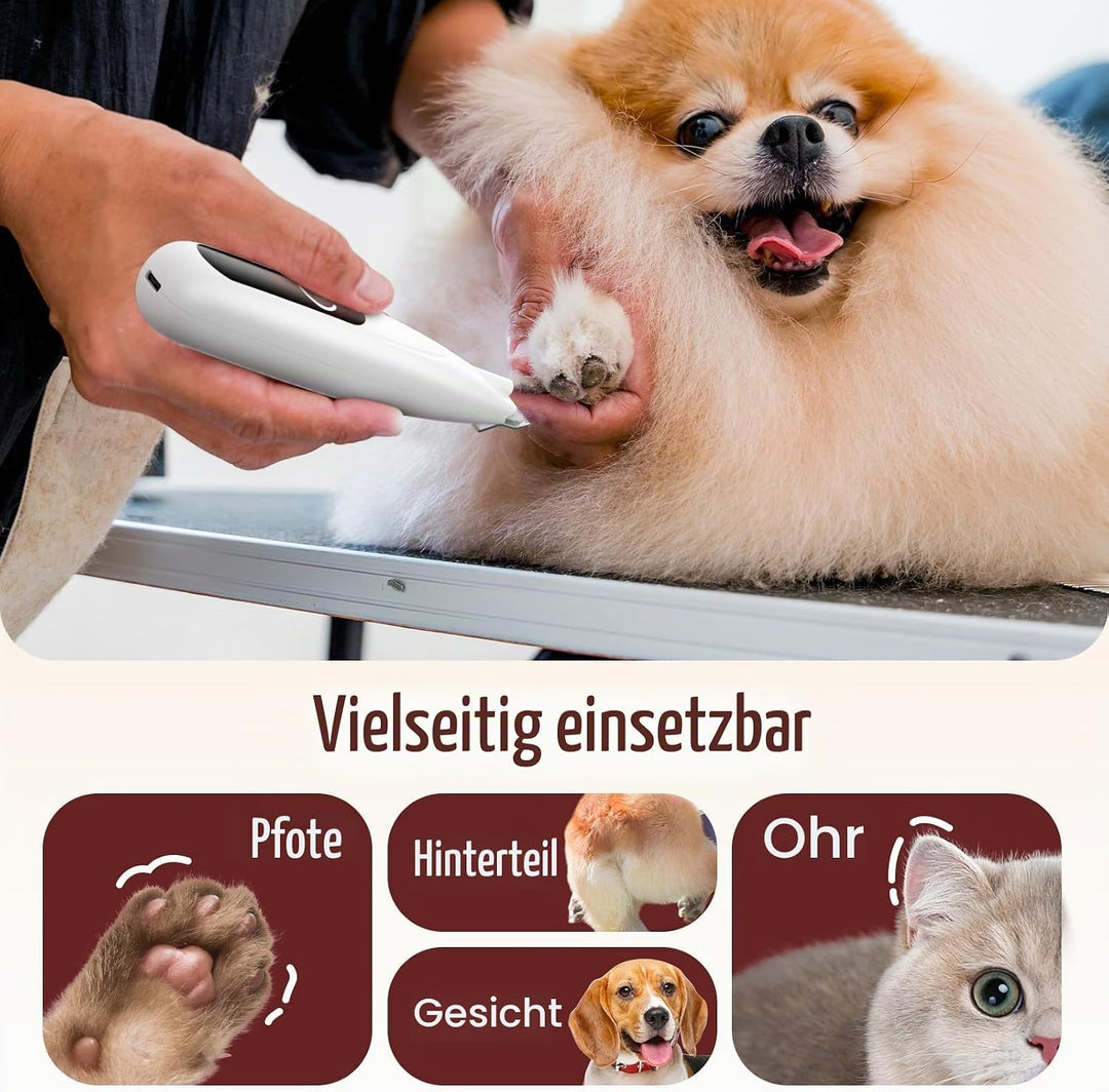 Pfotentrimmer für Hunde mit LED-Licht, One-Touch-Schalter Hundeschermaschine Leise Pfotentrimmer Kab