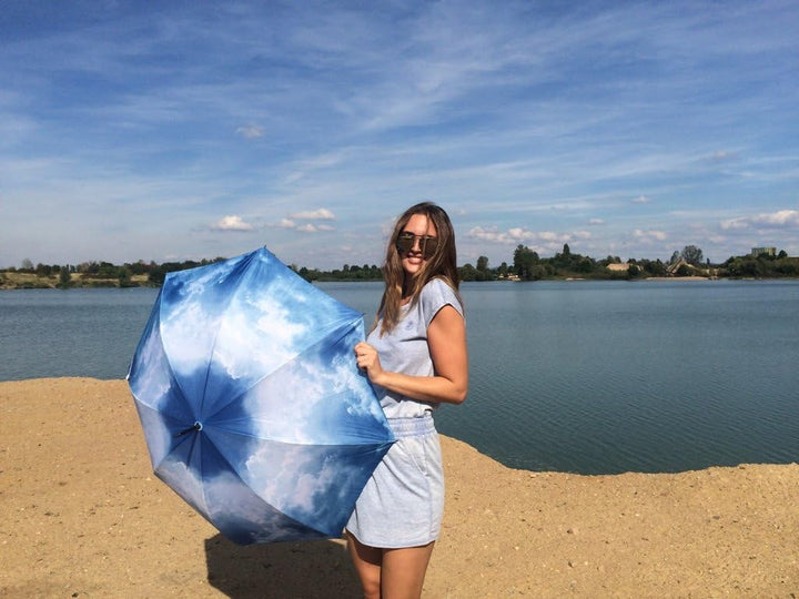 VON LILIENFELD Regenschirm Taschenschirm Wolken Hamburger Himmel Windfest Auf-und-Zu-Automatik Stabi
