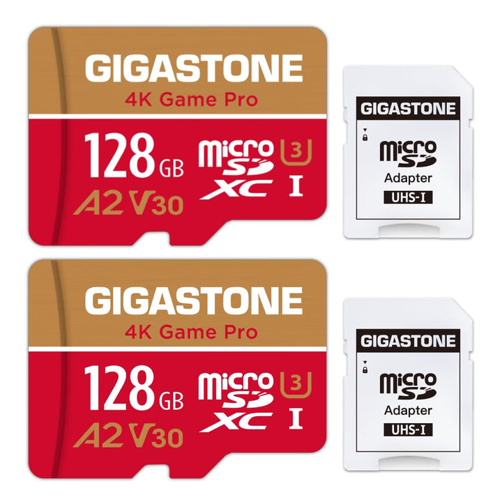 Gigastone 4K Game Pro 128GB MicroSDXC Speicherkarte 2er-Pack und SD-Adapter mit A2 App-Leistung bis