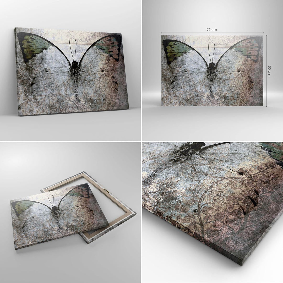 Bilder auf Leinwand Schmetterling Abstraktion Leinwandbild 70x50cm Wandbilder Dekoration Wohnzimmer