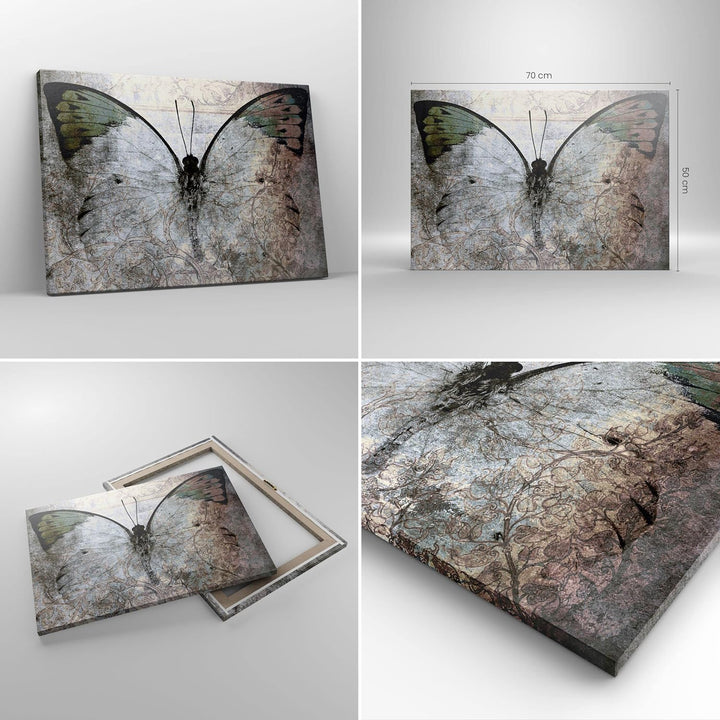 Bilder auf Leinwand Schmetterling Abstraktion Leinwandbild 70x50cm Wandbilder Dekoration Wohnzimmer