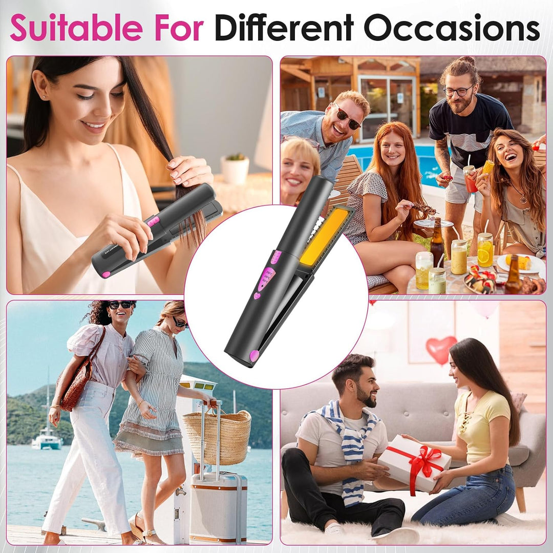 Journeyside Glätteisen Kabellos 2 in 1, Haarglätter Ceramic 4500mAh,Haarglätter und Lockenstab, 3 Ei