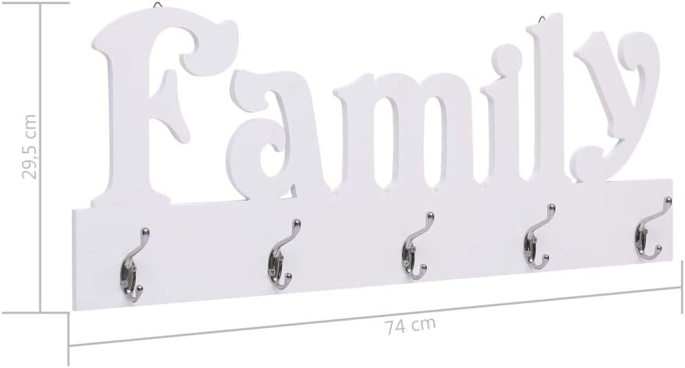 Wandgarderobe mit Ablage - FAMILY 74 x 29,5 cm mit 4 Haken, MDF + Kupferhaken - Vintage Wandregal, G